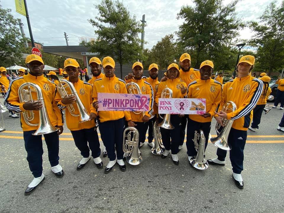 BGMM leading the Ralph Lauren Pink Pony Parade in downtown Greensboro, NC